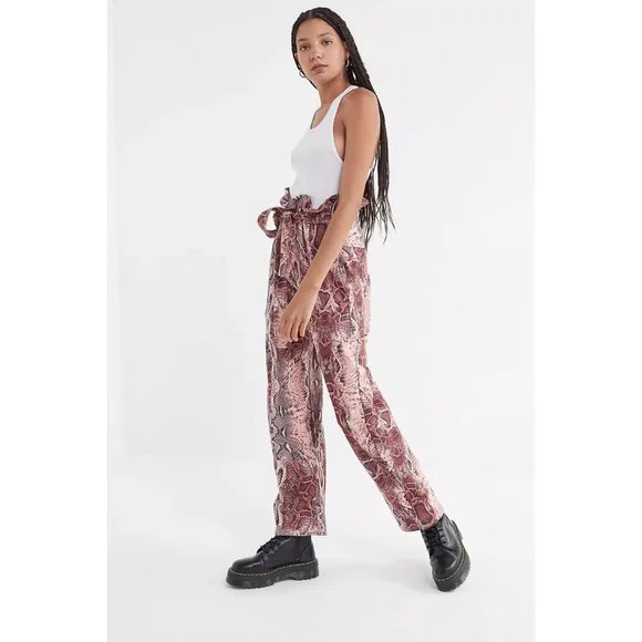 House of Sunny Snake Print Paperbag Trouser Pant 4 - Picture 3 of 6